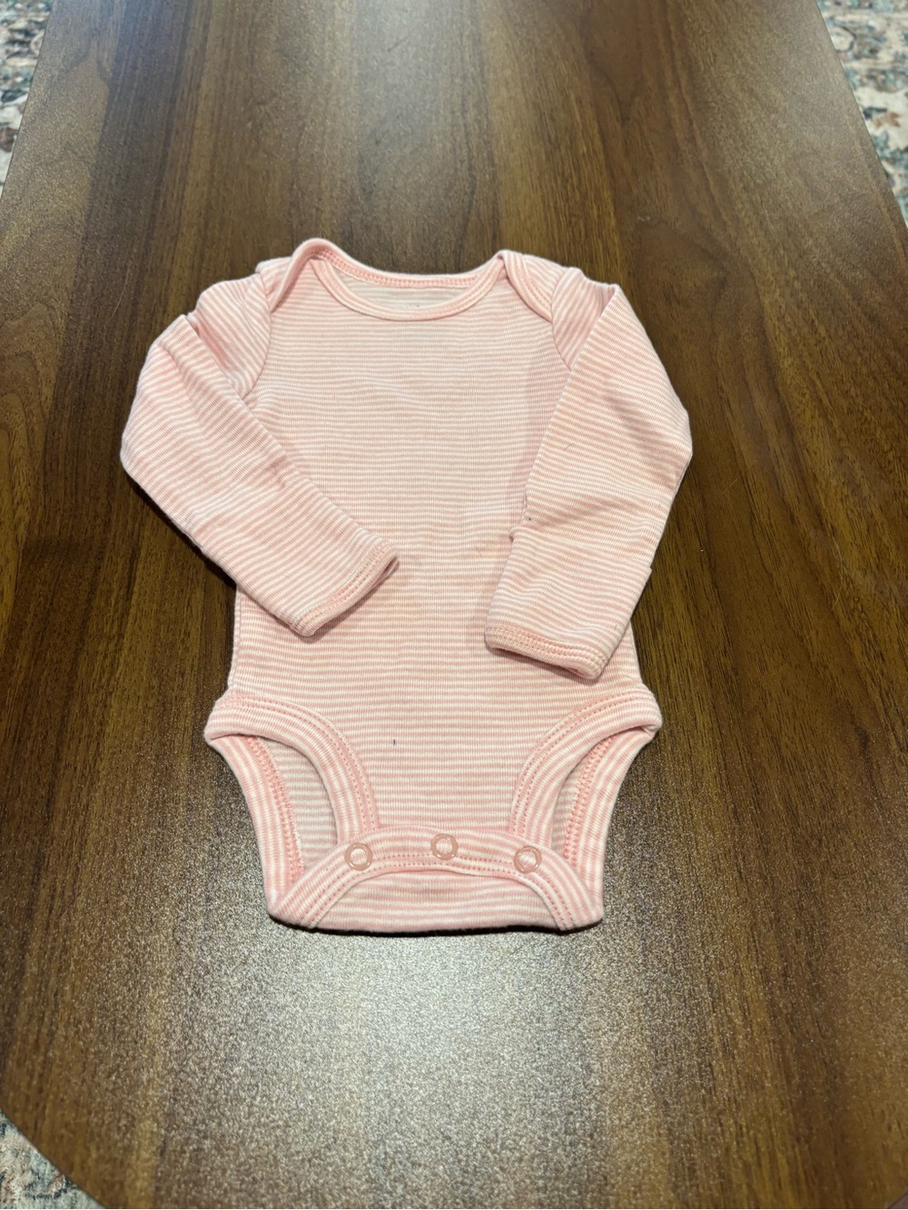 Carter's Soft Pink Striped Long-Sleeve Baby Bodysuit